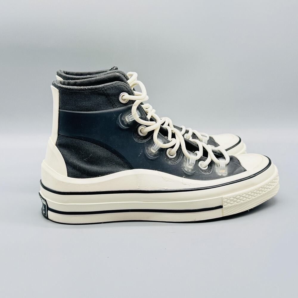 Converse Black and Cream High-Top Platform Sneakers